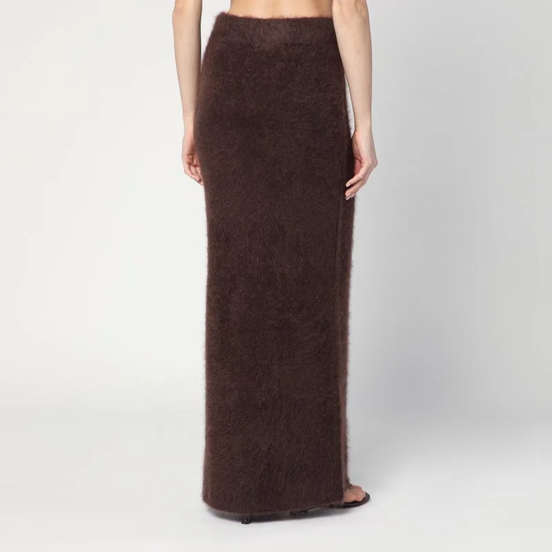 Long Mocha-Coloured Brushed Cashmere Skirt sold by Wanan Luxury product image thumbnail 2