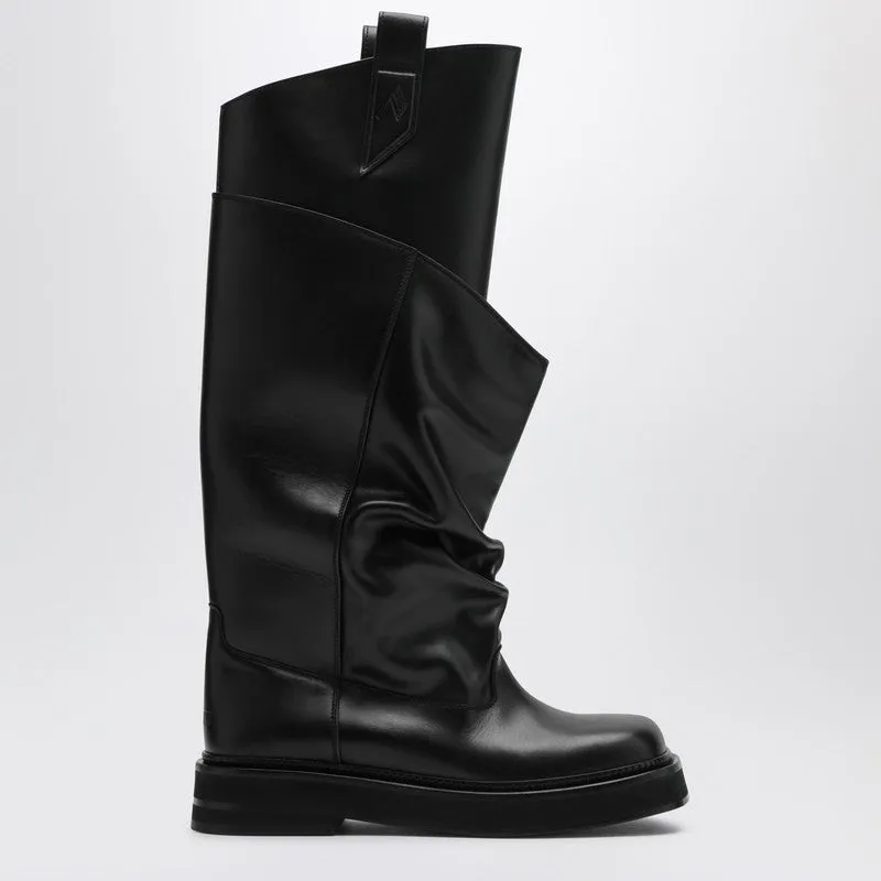 Black Leather La Passeggiata Boots sold by Wanan Luxury