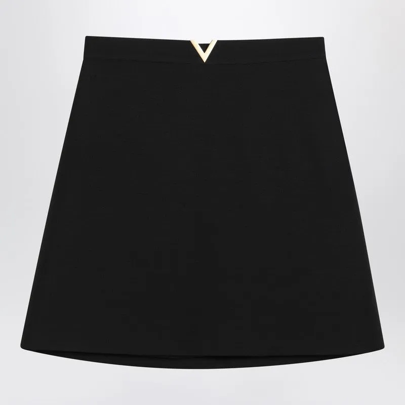 Black Mini Skirt With V Gold Detail sold by Wanan Luxury