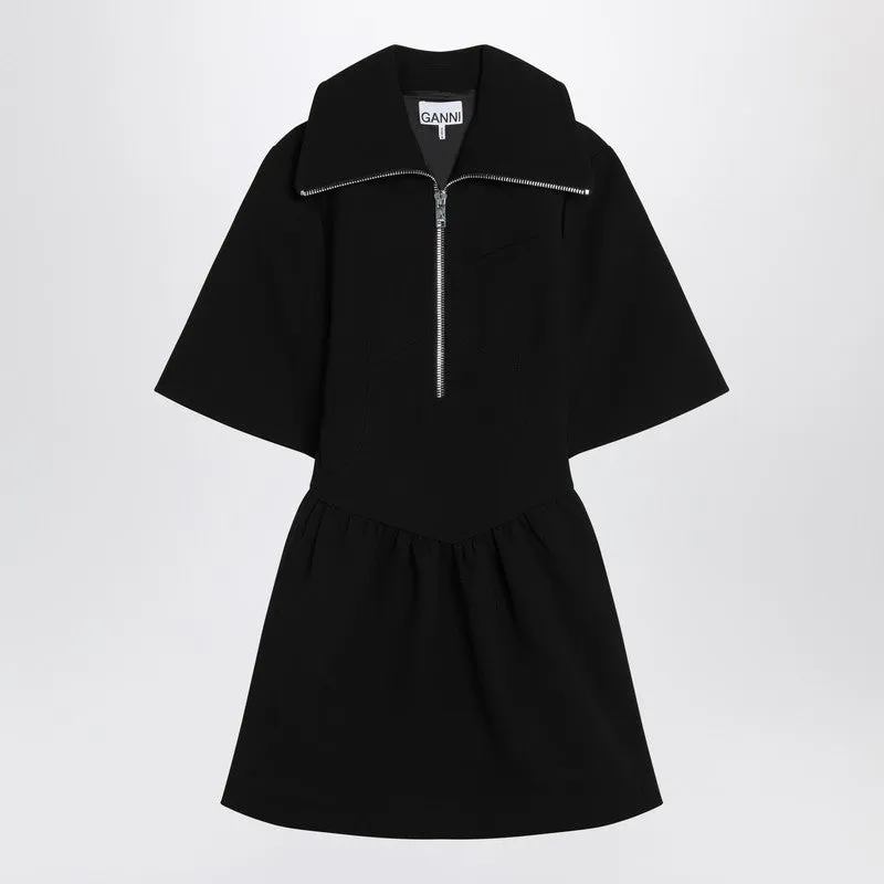 Black Mini Dress In Crêpe sold by Wanan Luxury