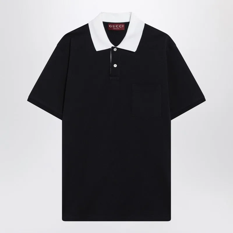 Blue Stretch Cotton Piqué Polo Shirt sold by Wanan Luxury