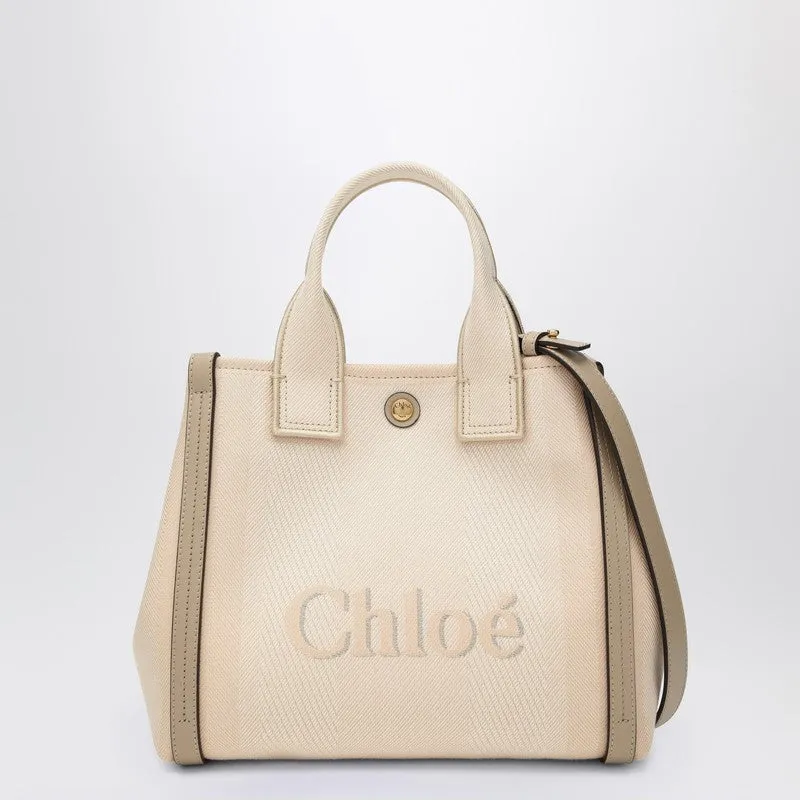 Carry Small Tote Bag In Blushy Beige Canvas made by Chloe
