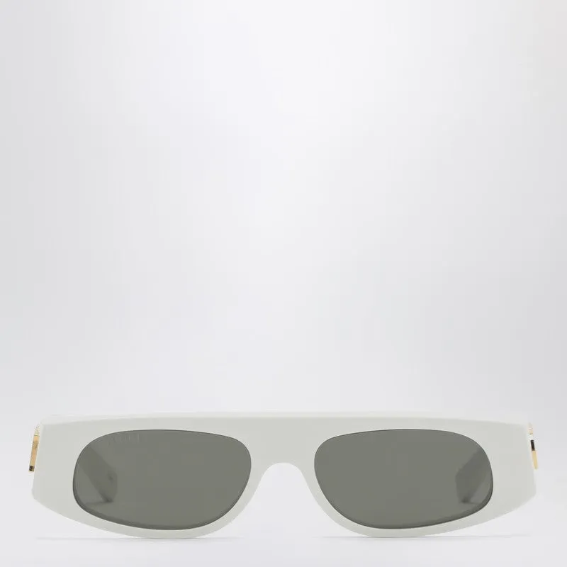 White Acetate Geometric Sunglasses sold by Wanan Luxury