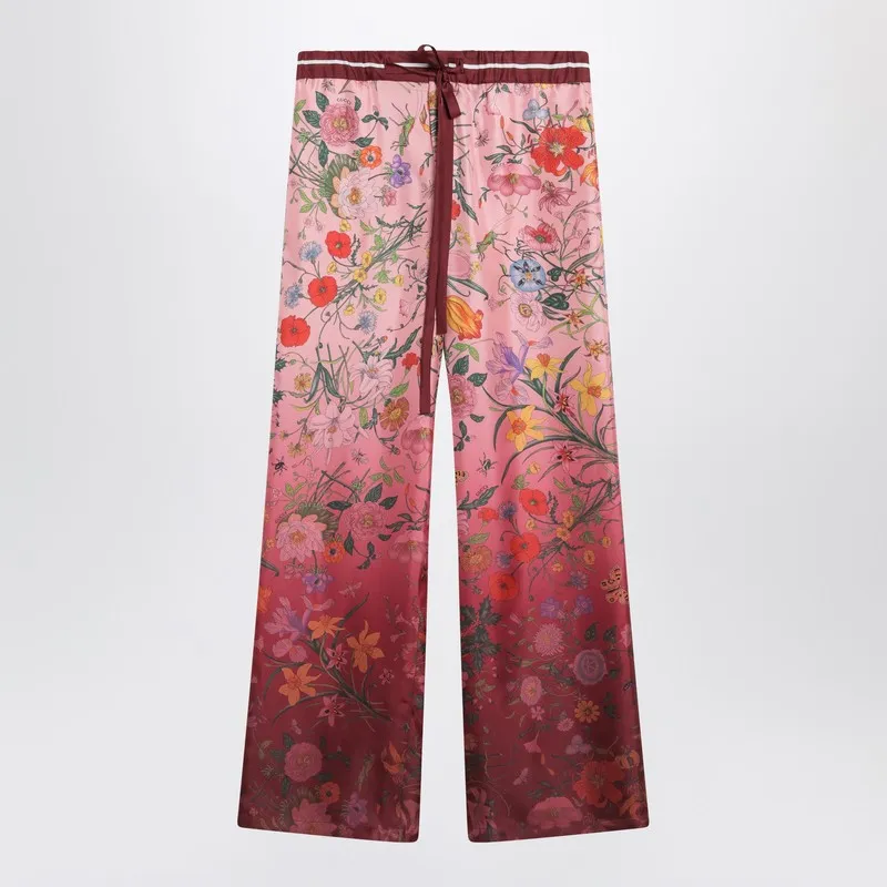 Floral-Print Silk Trousers sold by Wanan Luxury