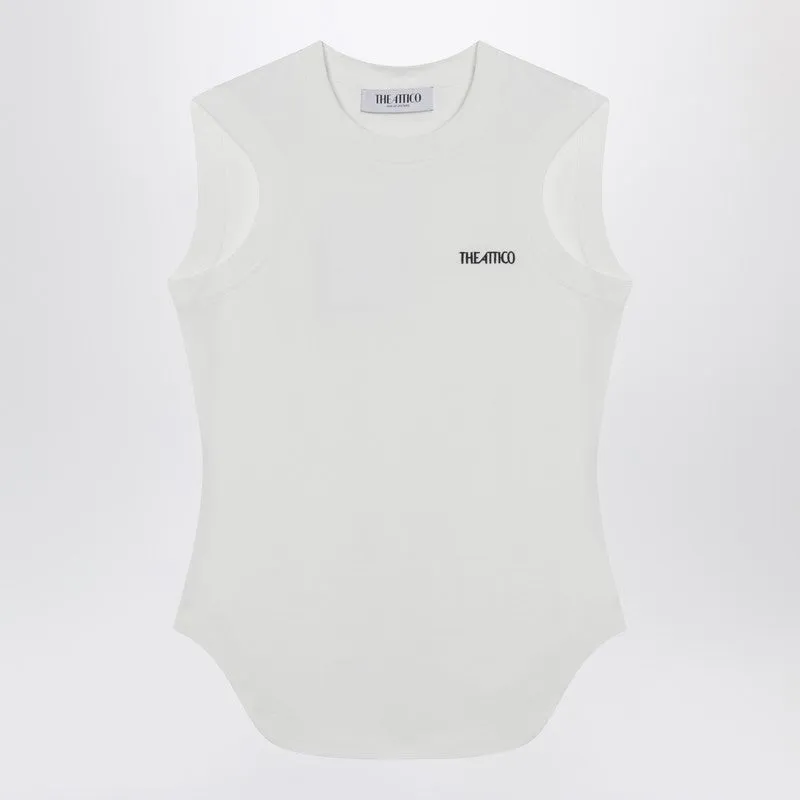 White Tank Top With Shaped Hem sold by Wanan Luxury