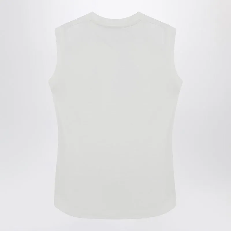 White Tank Top With Shaped Hem sold by Wanan Luxury product image thumbnail 2