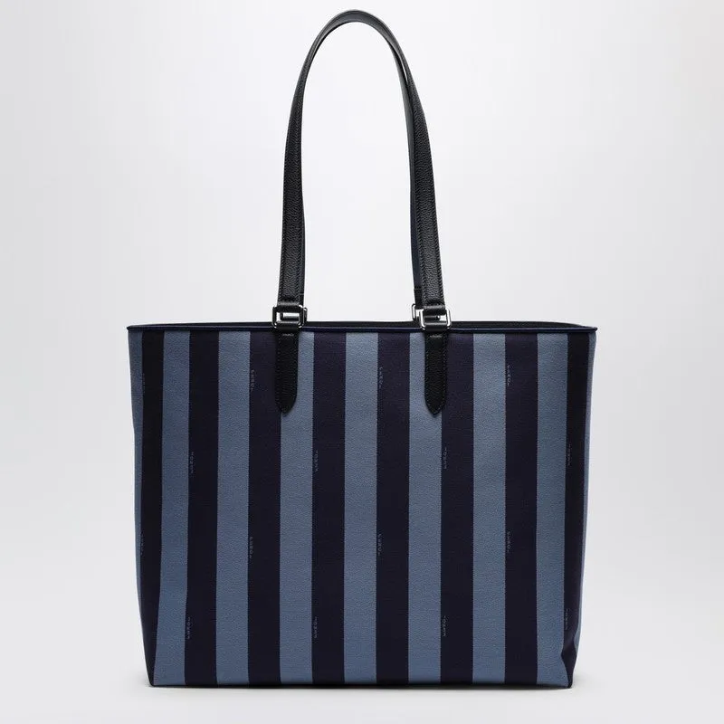 Blue Striped Fabric Shopper Bag With Logo sold by Wanan Luxury product image thumbnail 2