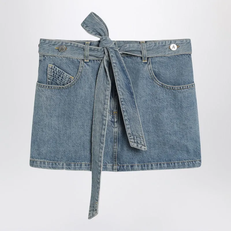 Light Blue Denim Mini Skirt sold by Wanan Luxury
