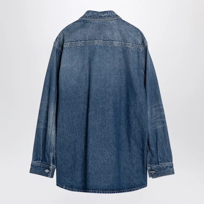 Blue Denim Shirt With V Detail sold by Wanan Luxury product image thumbnail 2