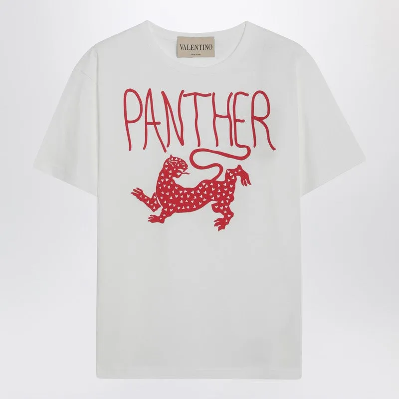 Ivory T-Shirt With Panther Print sold by Wanan Luxury