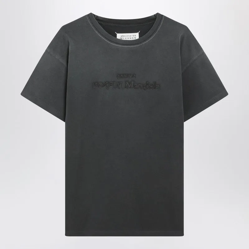 Black Washed-Out Cotton T-Shirt With Reverse Logo made by Maison Margiela