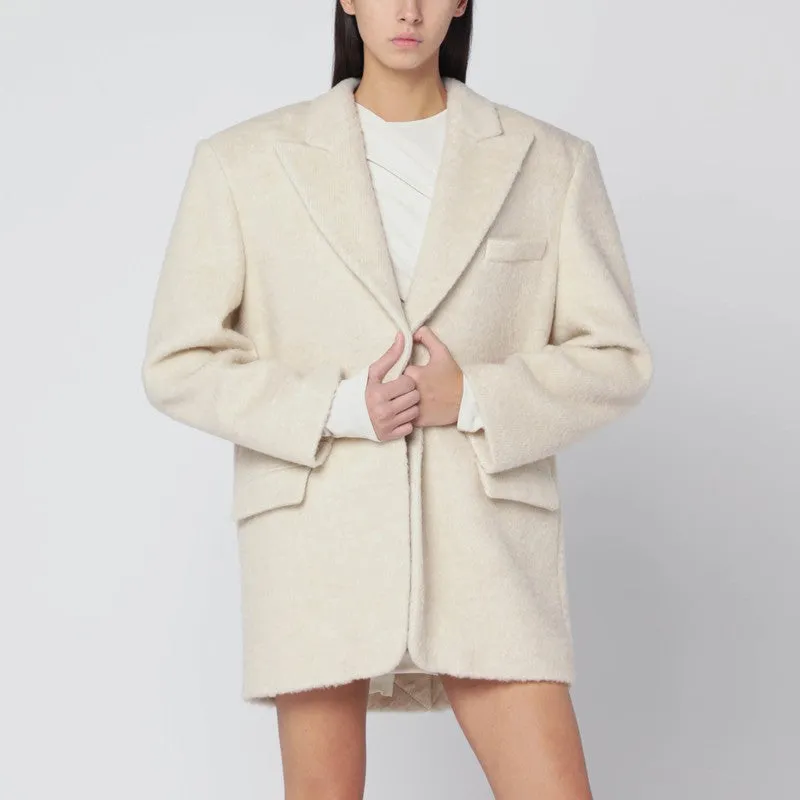 Oversized Ivory Jacket In Wool Blend made by The Andamane