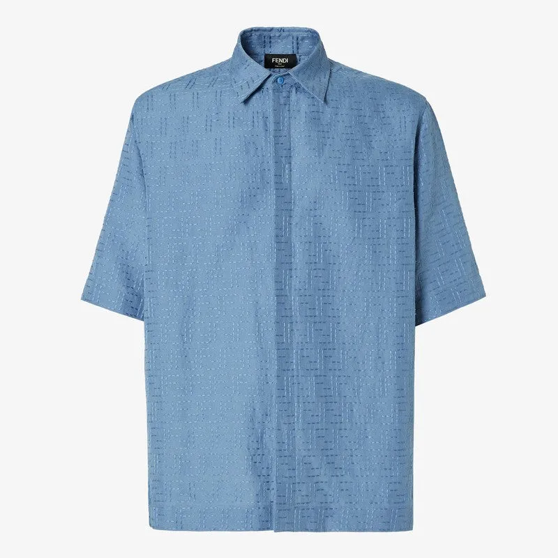 Light Blue Ff Jacquard Linen Shirt sold by Wanan Luxury