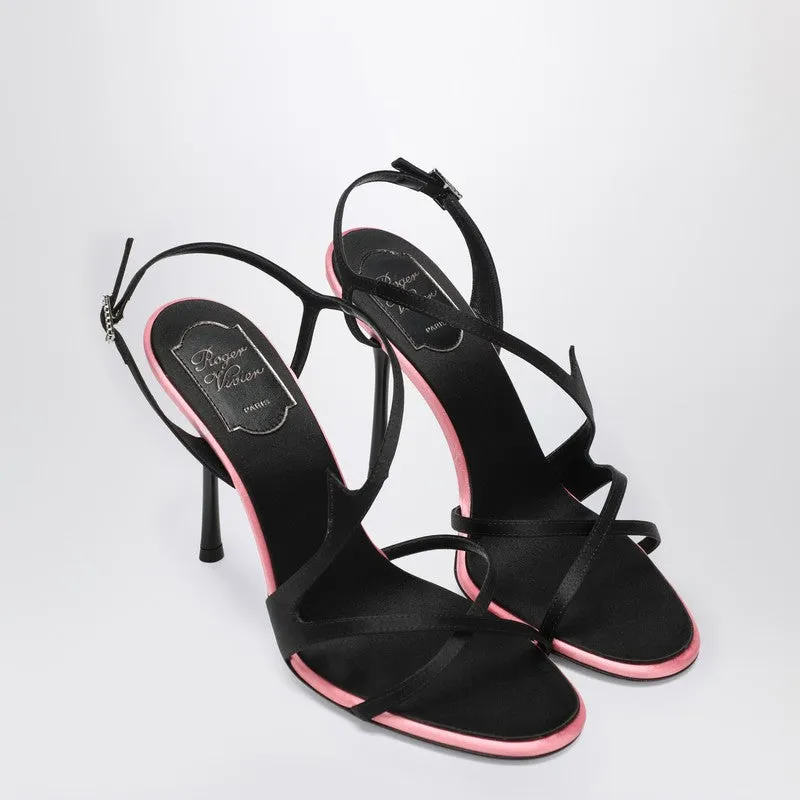 Black Satin Heeled Sandals sold by Wanan Luxury