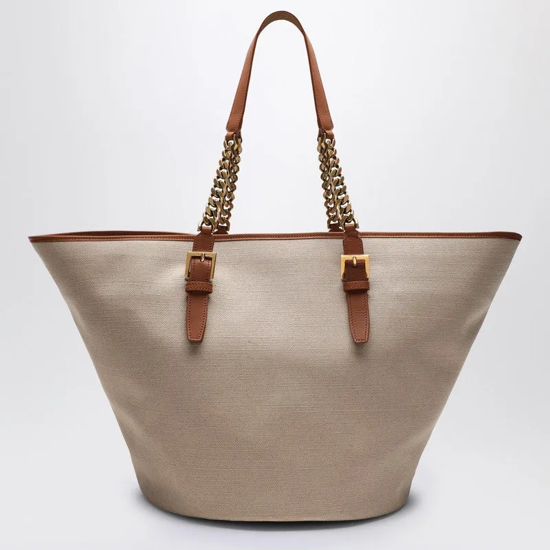 Desert-Coloured Shoulder Bag In Canvas And Leather sold by Wanan Luxury product image thumbnail 2