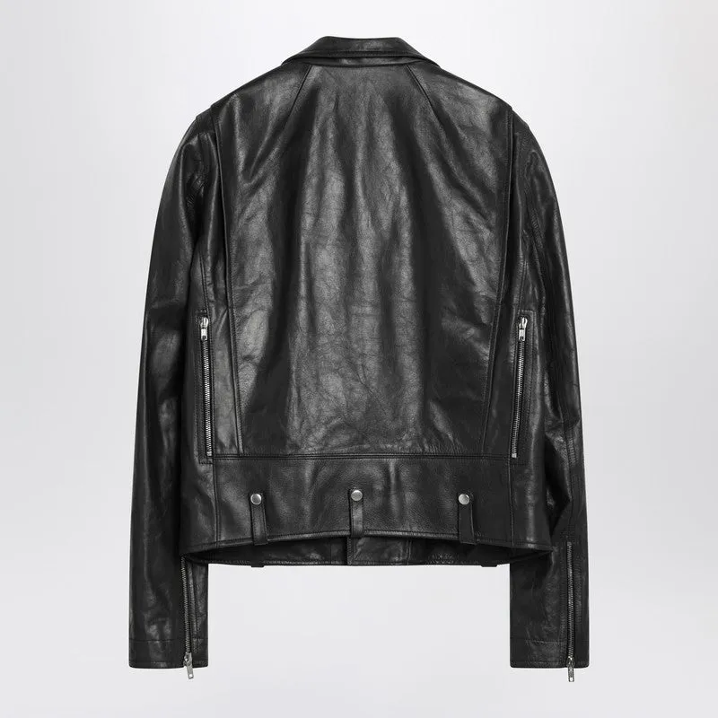 Black Leather Biker Jacket sold by Wanan Luxury product image thumbnail 2