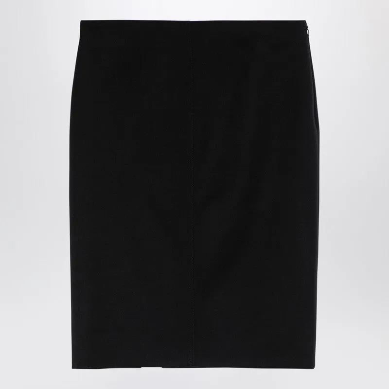 Black Wool Skirt With Metal Button 4 G sold by Wanan Luxury product image thumbnail 2