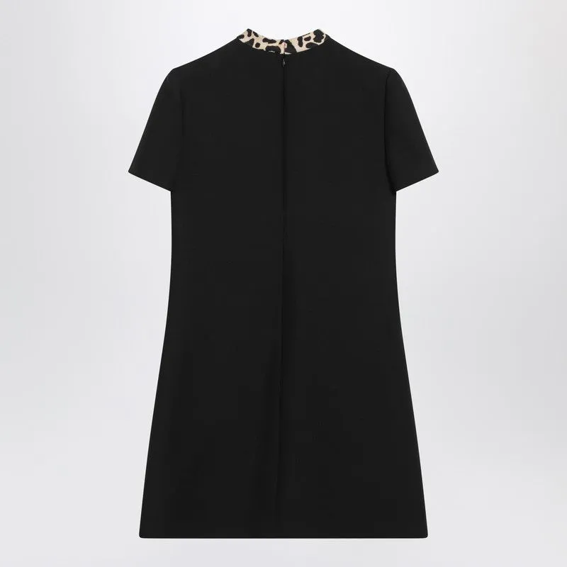 Black Crepe Couture Dress With Animal-Print Bow sold by Wanan Luxury product image thumbnail 2