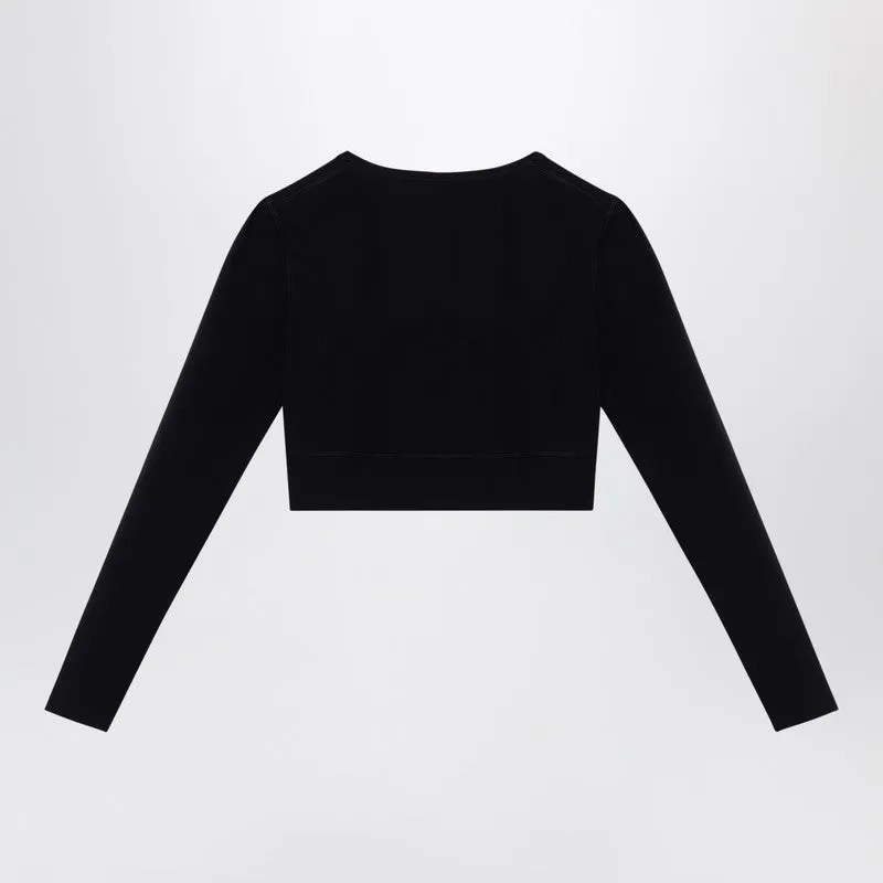 Black Activewear Top In Matt Nylon Blend sold by Wanan Luxury product image thumbnail 2