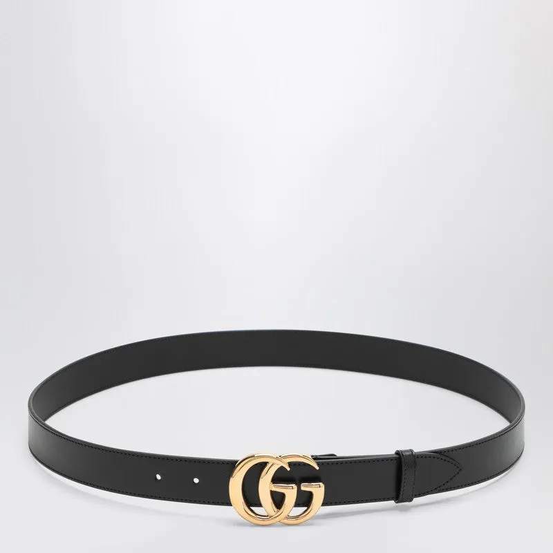 Gg Marmont Black Belt With Glossy Buckle made by Gucci