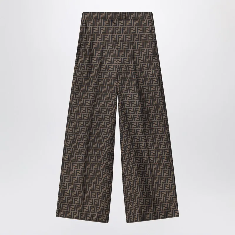 Brown Ff Silk Twill Trousers sold by Wanan Luxury