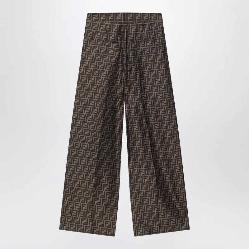 Brown Ff Silk Twill Trousers sold by Wanan Luxury product image thumbnail 2