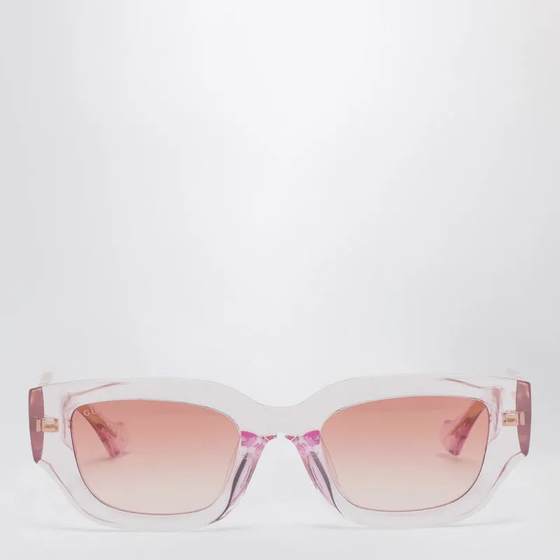 Rectangular Pink/Transparent Sunglasses sold by Wanan Luxury