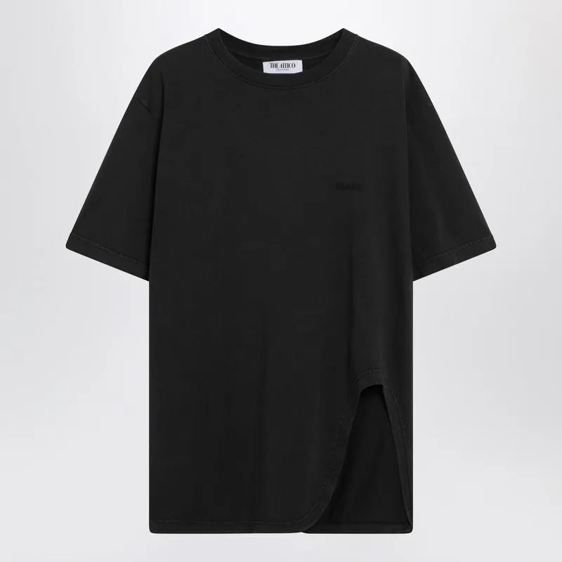 Black Washed T-Shirt With Shaped Hem sold by Wanan Luxury