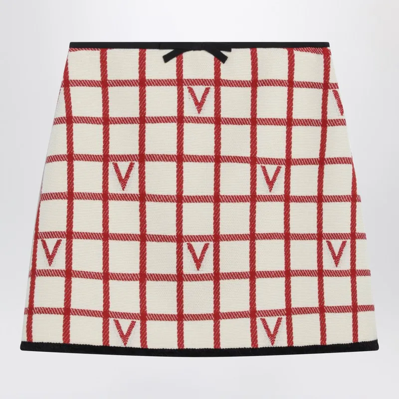 Ivory Skirt With Check Vlogo Pattern sold by Wanan Luxury