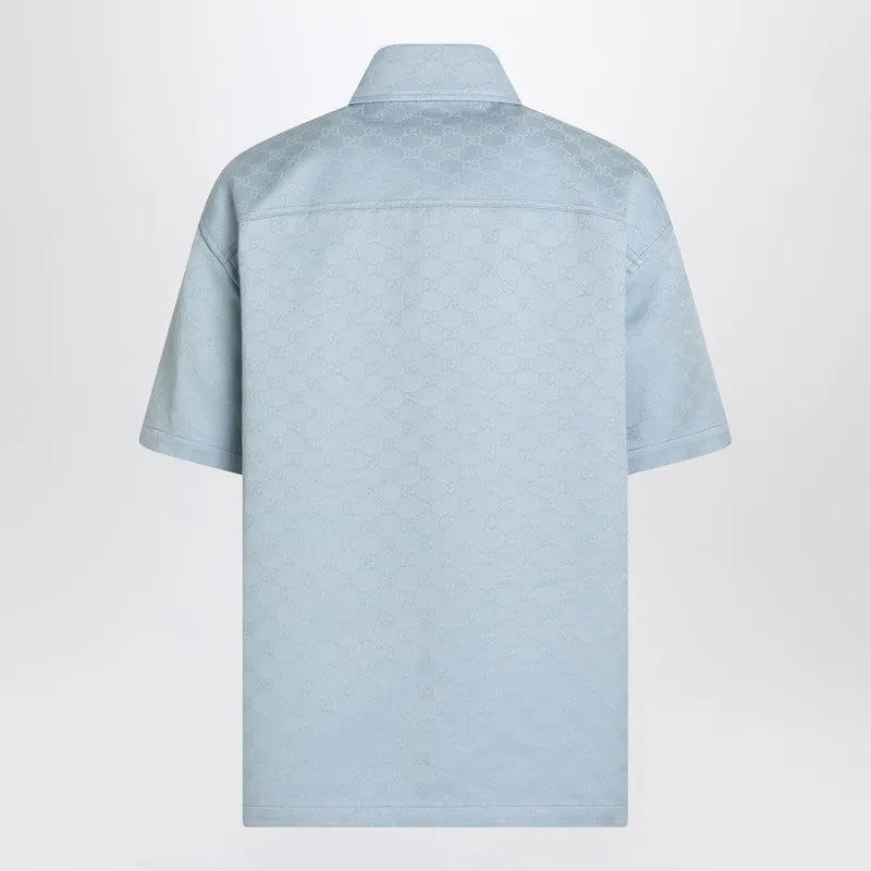 Light Blue Cotton Shirt With Gg Jacquard sold by Wanan Luxury product image thumbnail 2