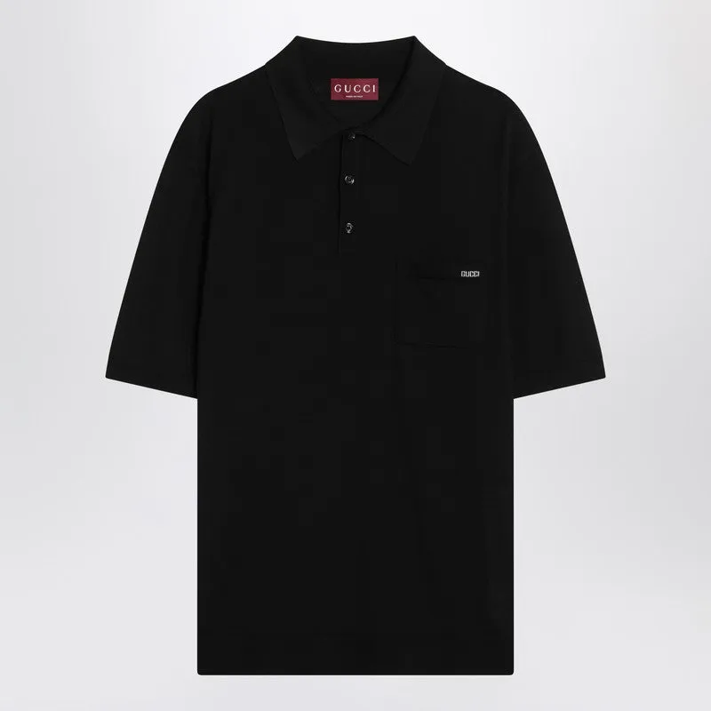 Black Wool Polo With Logo sold by Wanan Luxury