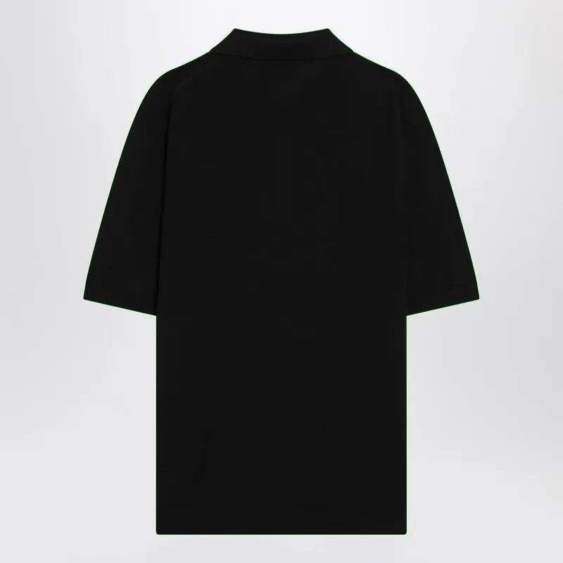 Black Wool Polo With Logo sold by Wanan Luxury product image thumbnail 2