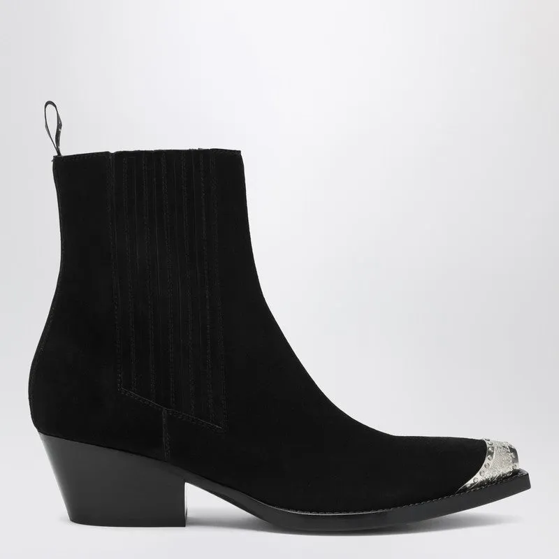 Black Suede Wax Ankle Boot sold by Wanan Luxury