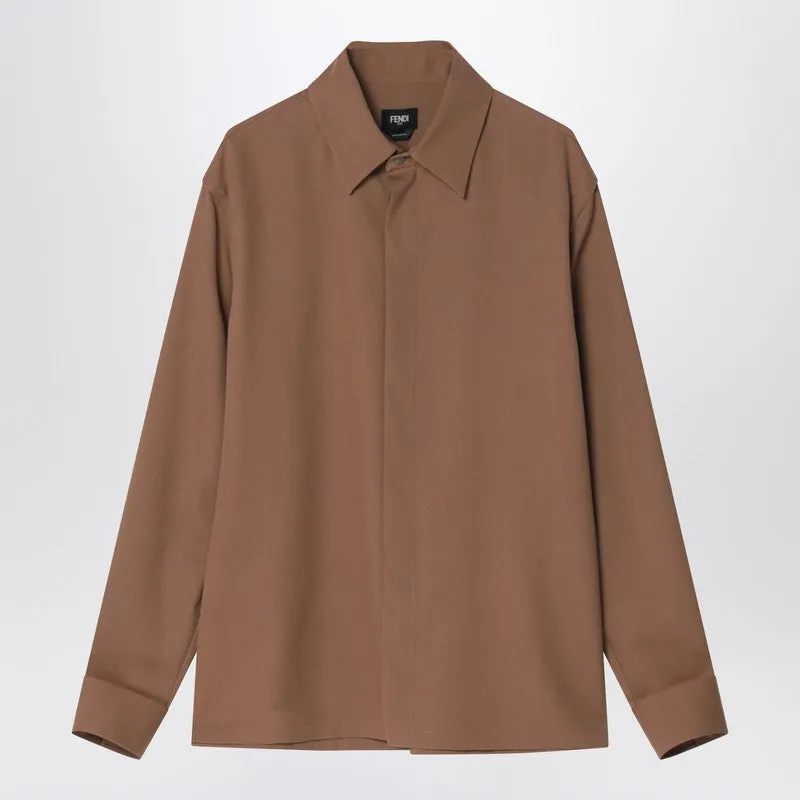 Rust-Coloured Wool Shirt sold by Wanan Luxury