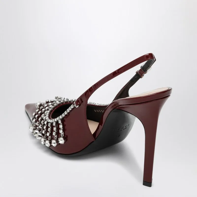 Bordeaux Patent Leather Pump With Crystal Chain sold by Wanan Luxury product image thumbnail 2