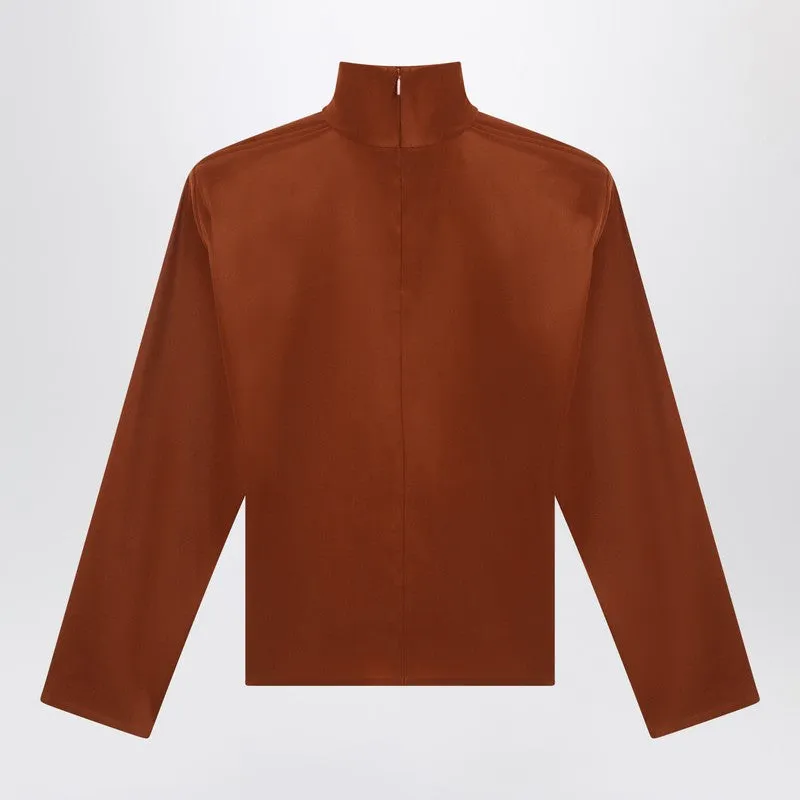 Caramel Silk-Blend Blouse sold by Wanan Luxury product image thumbnail 2