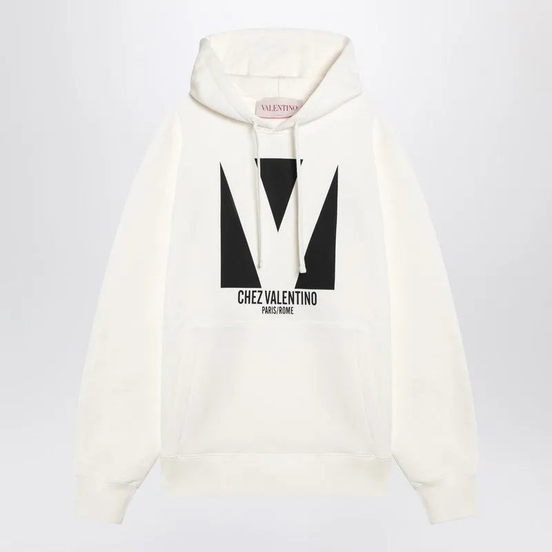 Ivory Sweatshirt With Chez Valentino Print sold by Wanan Luxury