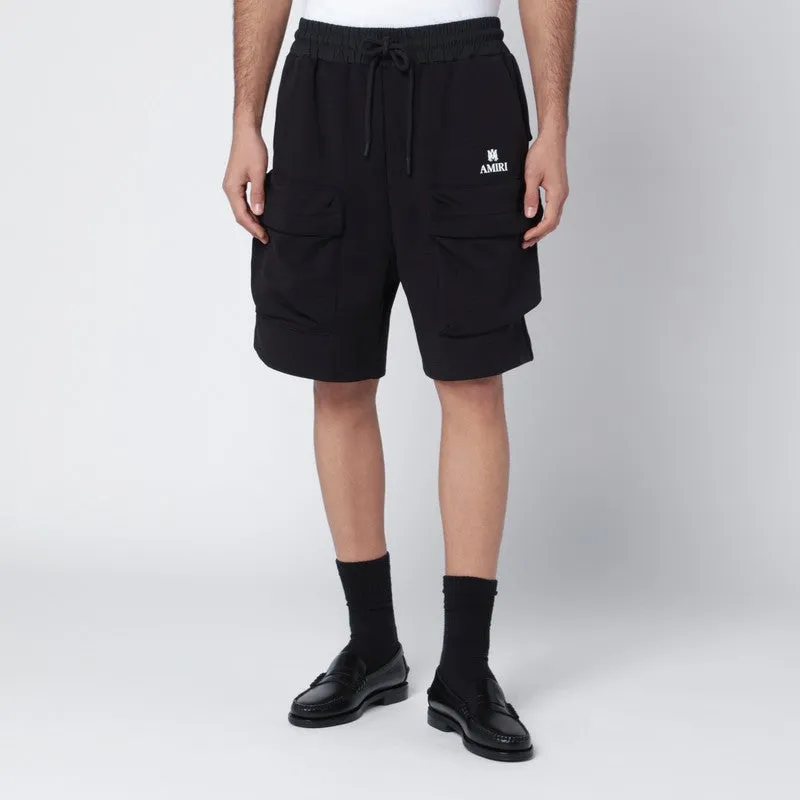 Black Cotton-Blend Cargo Shorts sold by Wanan Luxury