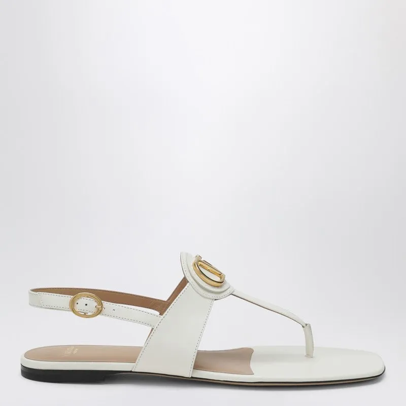 Ivory V Logo Signature Thong Sandals sold by Wanan Luxury