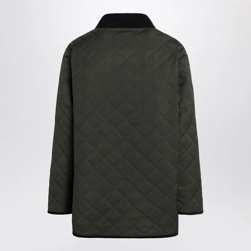 Olive Green Quilted Jacket With V Logo Patch sold by Wanan Luxury product image thumbnail 2