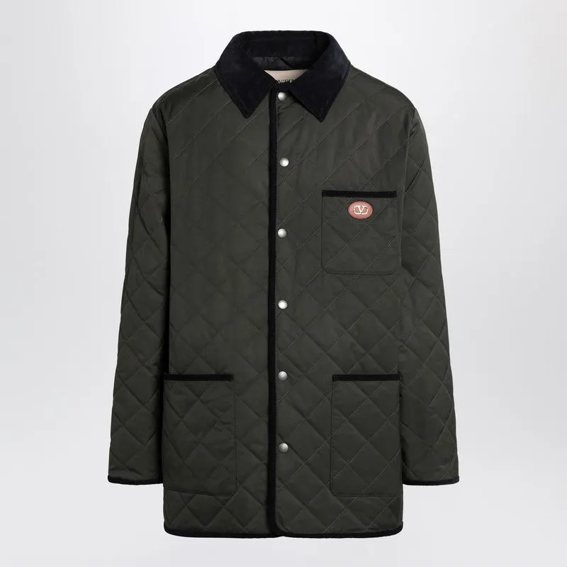 Olive Green Quilted Jacket With V Logo Patch sold by Wanan Luxury