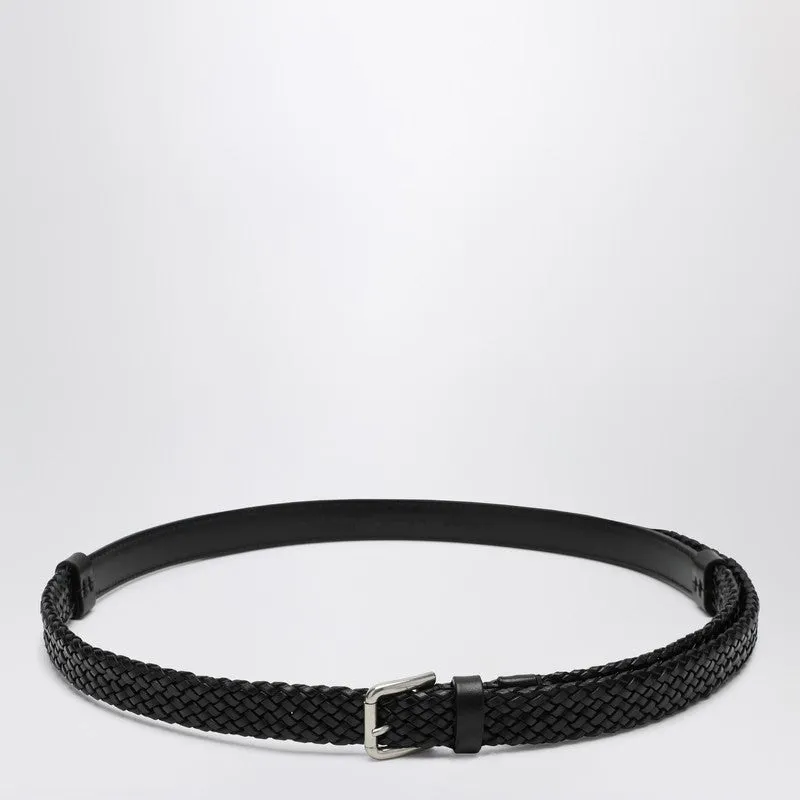 Black Woven Leather Belt sold by Wanan Luxury