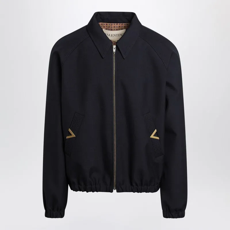 Navy Bomber Jacket With Vgold Pockets sold by Wanan Luxury