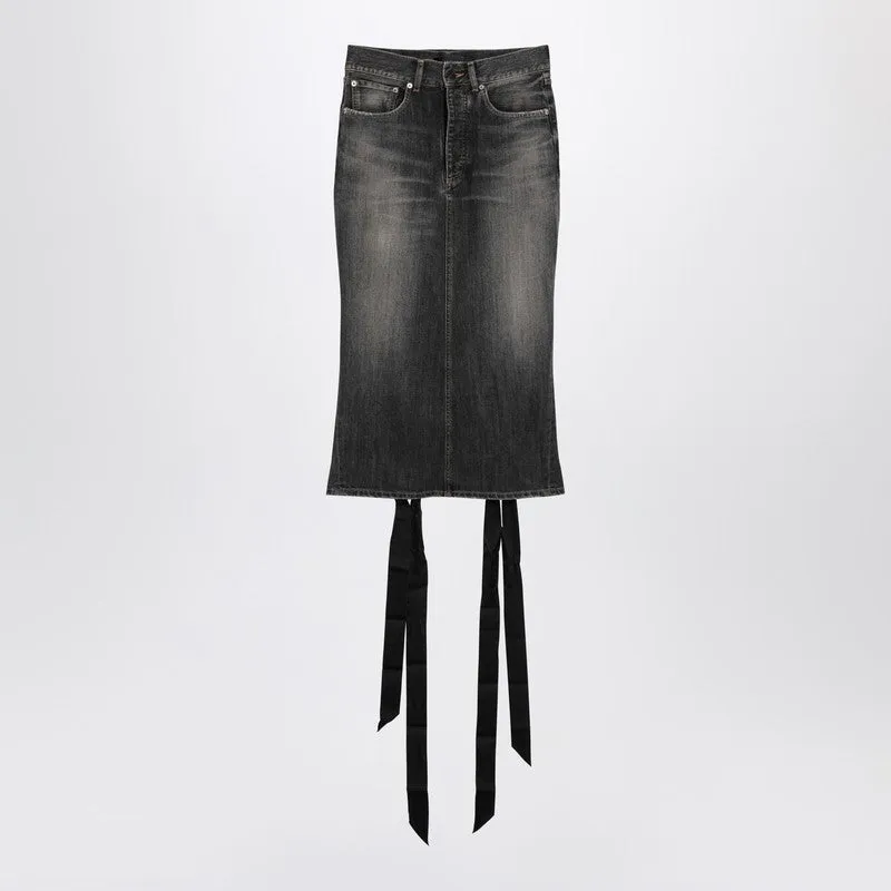Skirt With Laces In Smoky Grey Denim made by Balenciaga