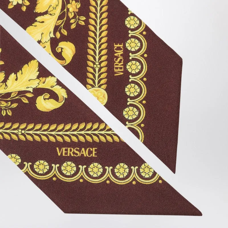 Printed Silk Twill Lavallière Scarf In Burgundy/Gold sold by Wanan Luxury product image thumbnail 2