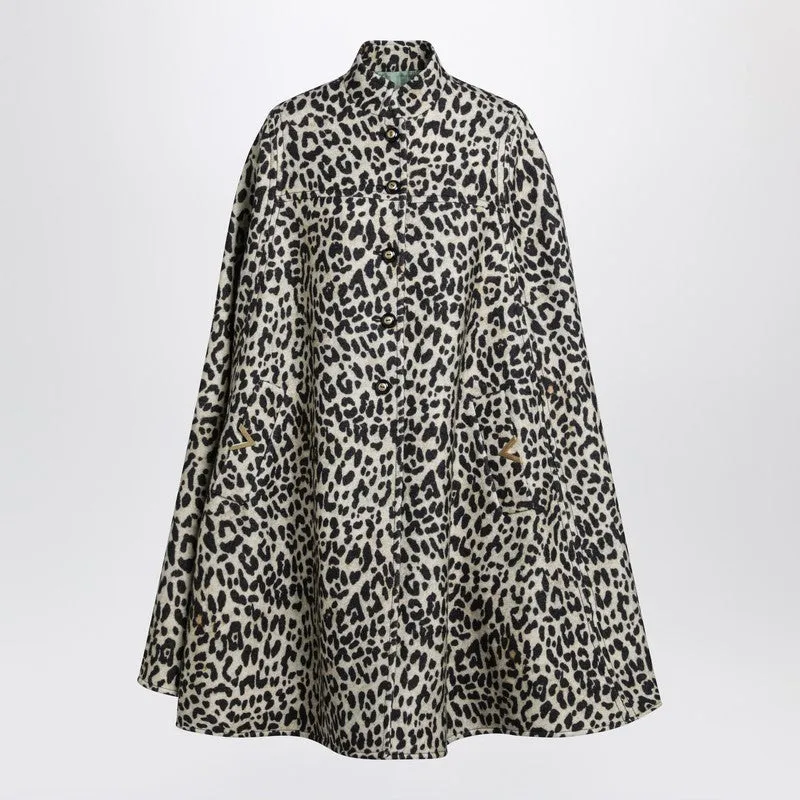 Animal-Print Wool Cape made by Wanan Luxury
