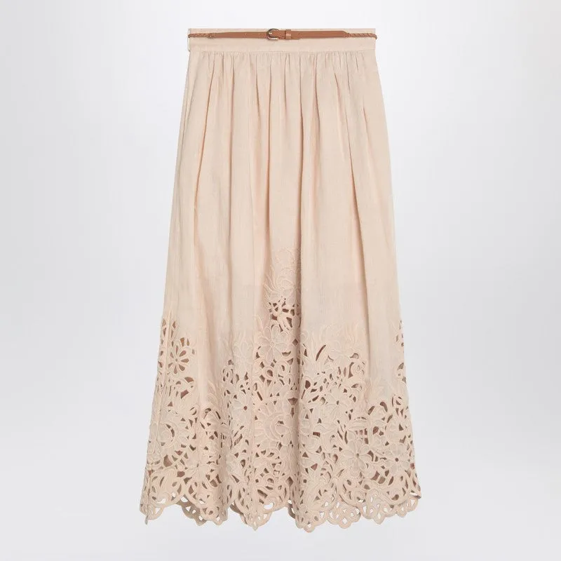 Wylie Cream Colored Midi Skirt sold by Wanan Luxury