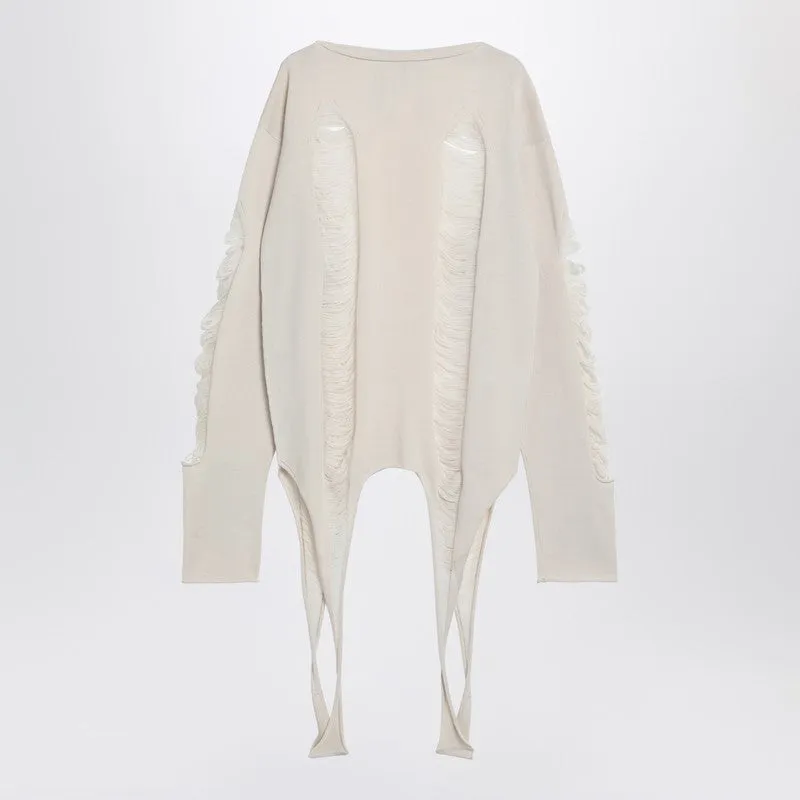 Torn Ivory Sweater In Wool sold by Wanan Luxury product image thumbnail 2