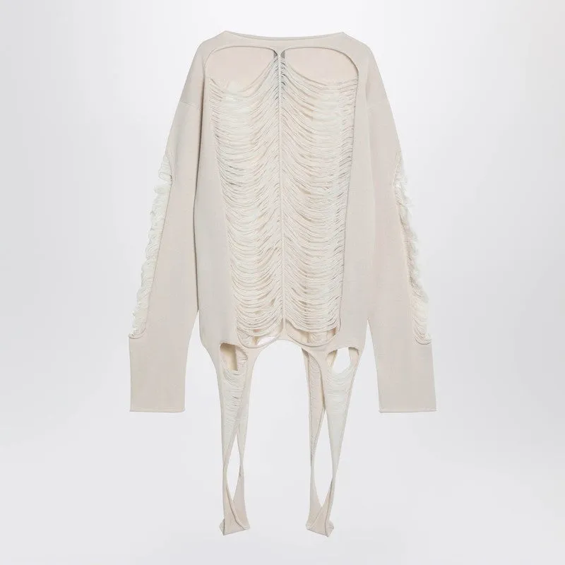 Torn Ivory Sweater In Wool made by Rick Owens