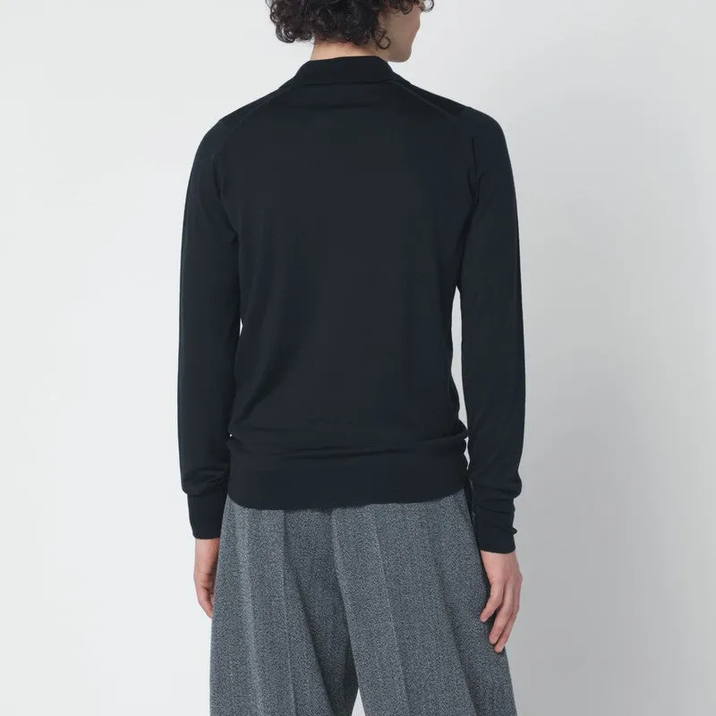 Black Wool Polo Shirt sold by Wanan Luxury product image thumbnail 2